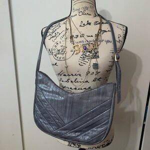 Elegant Gray Quilted Shoulder Bag